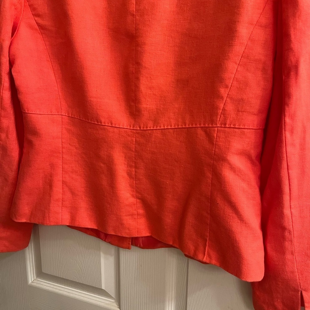 KASPER~100% LINEN~CROPPED BLAZER~CORAL~12 - Picture 9 of 10